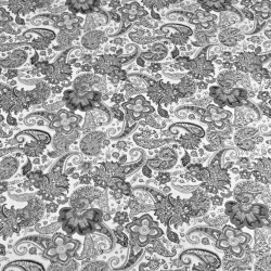 Baumwolle 100% türkische Blumen grau auf weißem Hintergrund  