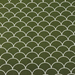 Baumwolle 100% weiße Schuppen auf faulgrünem Hintergrund  