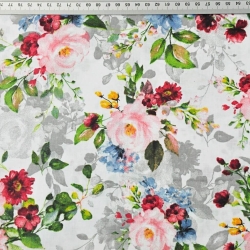 Baumwolle 100% Blumensträuße rosa-navy-grün  