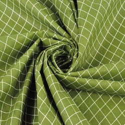 Baumwolle 100% Rauten weiß auf faulgrünem Hintergrund  