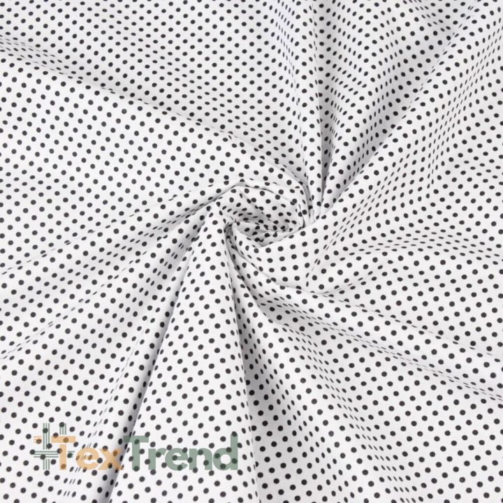 Baumwolle 100% Punkte 2,5mm schwarz auf weißem Hintergrund  