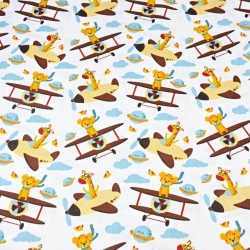 Baumwolle 100% afrikanische Tiere im Flugzeug auf weißem Hintergrund  