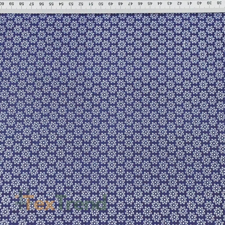 Baumwolle 100% Blümchen weiß auf dunkelblauem Hintergrund  