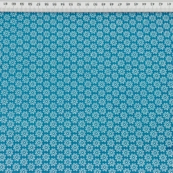 Baumwolle 100% Blümchen weiß auf dunkel-türkis Hintergrund  