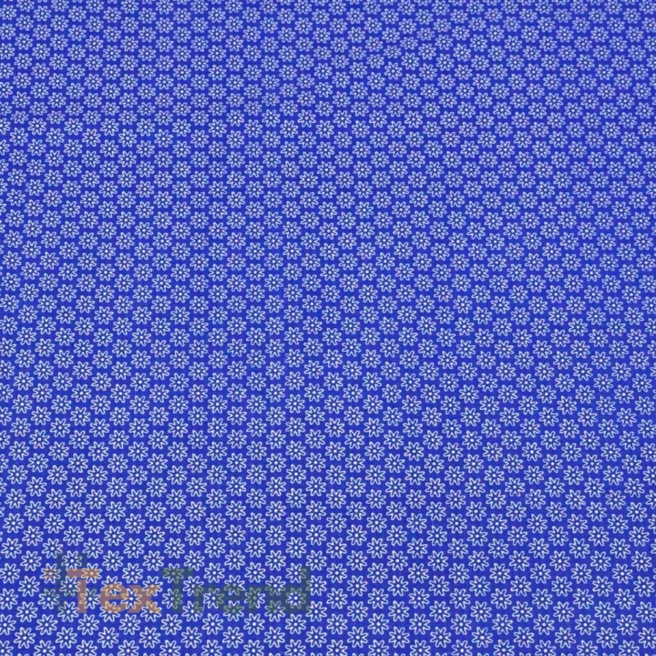 Baumwolle 100% Blümchen weiß auf saphirblauem Hintergrund  