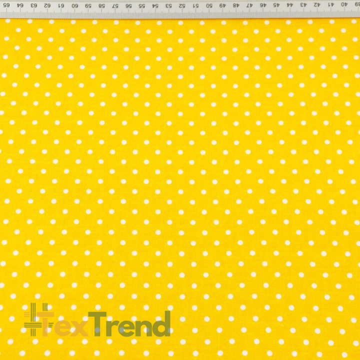 Baumwolle 100% Punkte 4mm weiß auf dunkelgelbem Hintergrund  