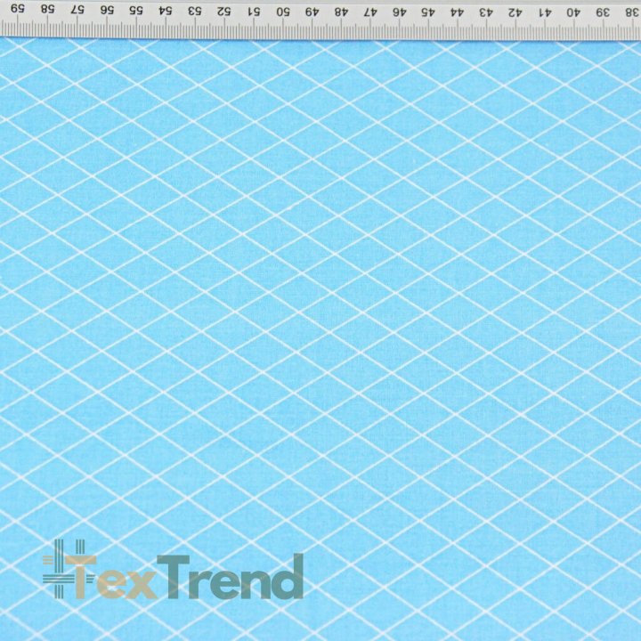 Baumwolle 100% weiße Rauten auf blauem Hintergrund  