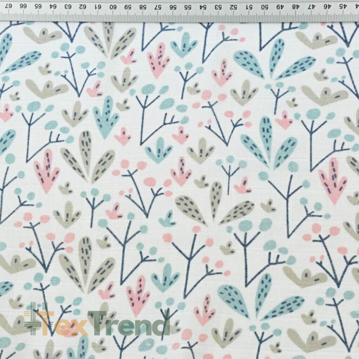 Baumwolle Musselin Pastellsträucher auf weißem Hintergrund  