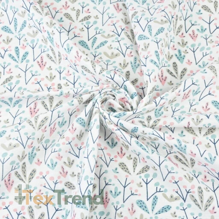 Baumwolle Musselin Pastellsträucher auf weißem Hintergrund  