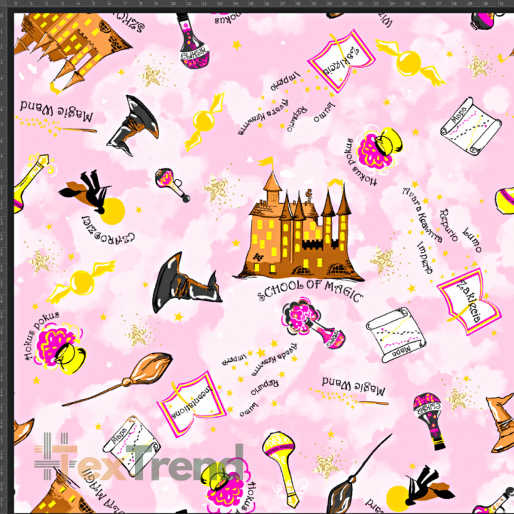 Jersey Druck digital - Schule der Magie auf rosa Hintergrund  