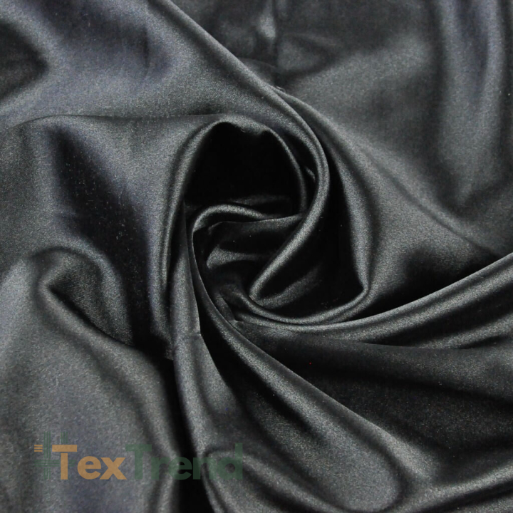 Kleidungsstoff Satin mit Lycra - schwarz  
