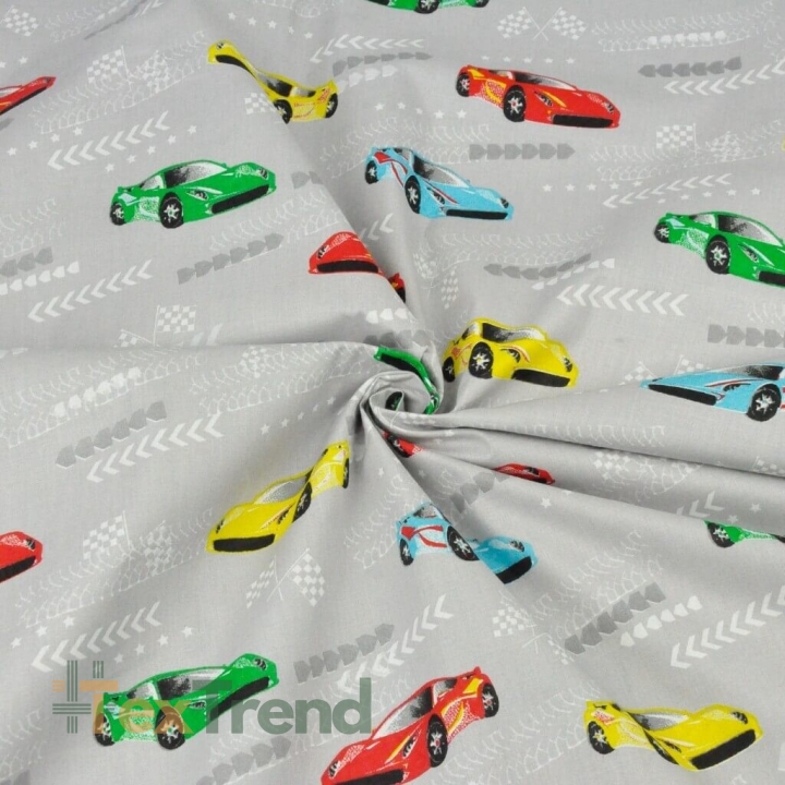 Baumwolle 100% Supersportwagen auf hellgrauem Hintergrund  