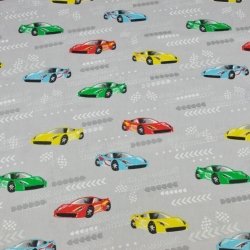 Baumwolle 100% Supersportwagen auf hellgrauem Hintergrund  