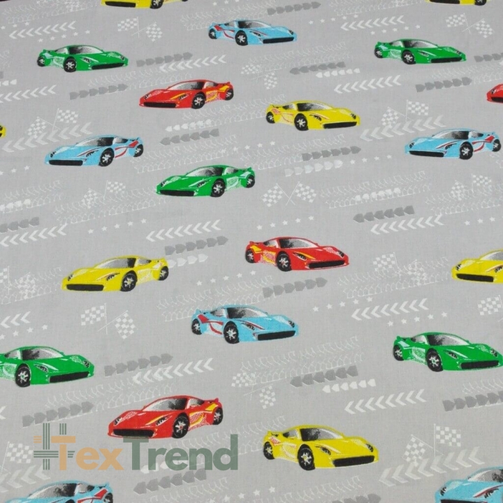 Baumwolle 100% Supersportwagen auf hellgrauem Hintergrund  