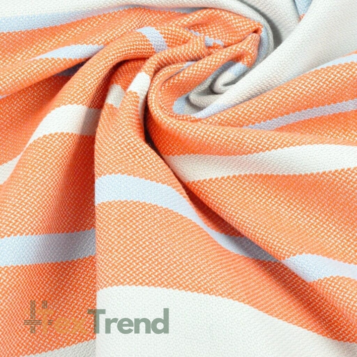 Dekostoff breite und schmale Streifen orange-weiß-blau  