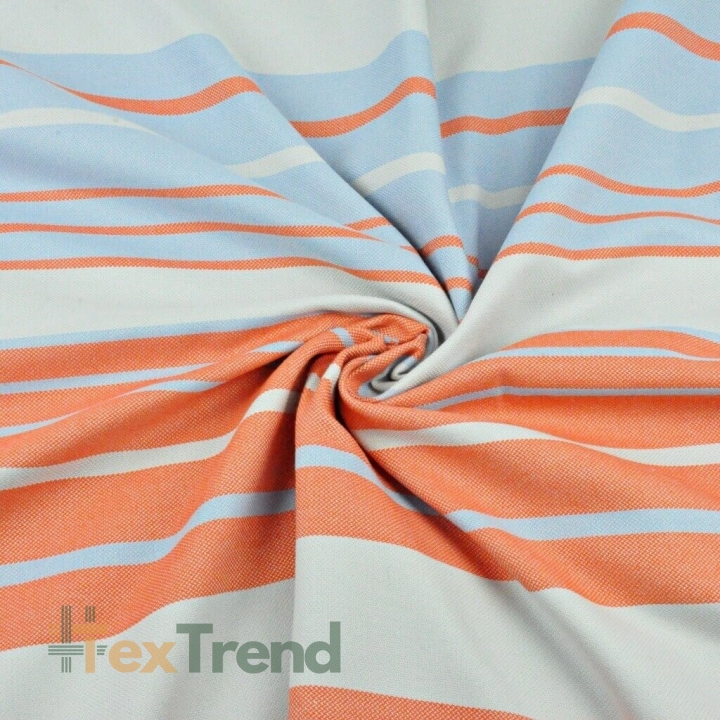 Dekostoff breite und schmale Streifen orange-weiß-blau  