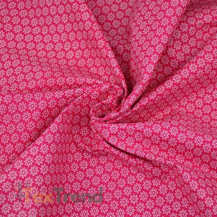 Baumwolle 100% Blümchen weiß auf amaranthfarbenem Hintergrund  