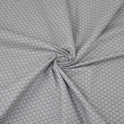 Baumwolle 100% Blümchen weiß auf grauem Hintergrund  