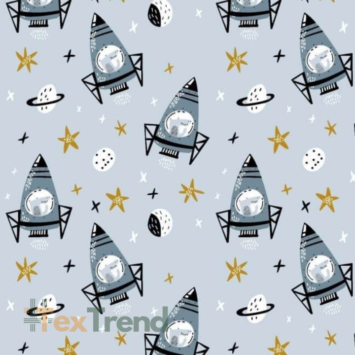 Baumwolle 100% graue Raketen auf grauem Hintergrund  