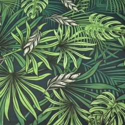 Baumwolle 100% dunkelgrüne Palm- und Monstera-Blätter  