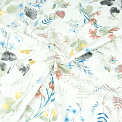 Baumwolle 100% Vintage Kletterblumen auf ecrufarbenem Hintergrund - 220cm  