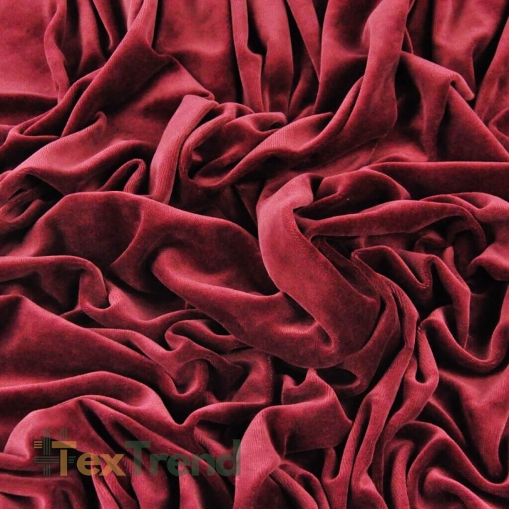 Baumwollvelours für Bekleidung - bordeauxfarben  