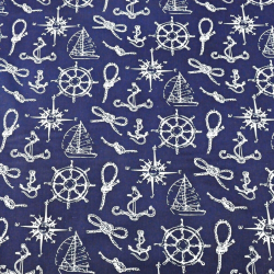 Baumwolle 100% maritimen weiße Muster auf dunkelblauem Hintergrund  