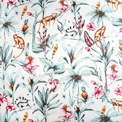 Baumwolle 100% Dschungeltiere auf weißem Hintergrund  