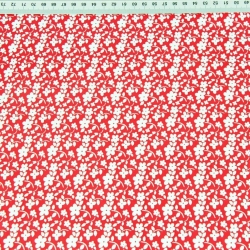 100% Baumwolle Wiese MIDI weiß auf rotem Hintergrund  