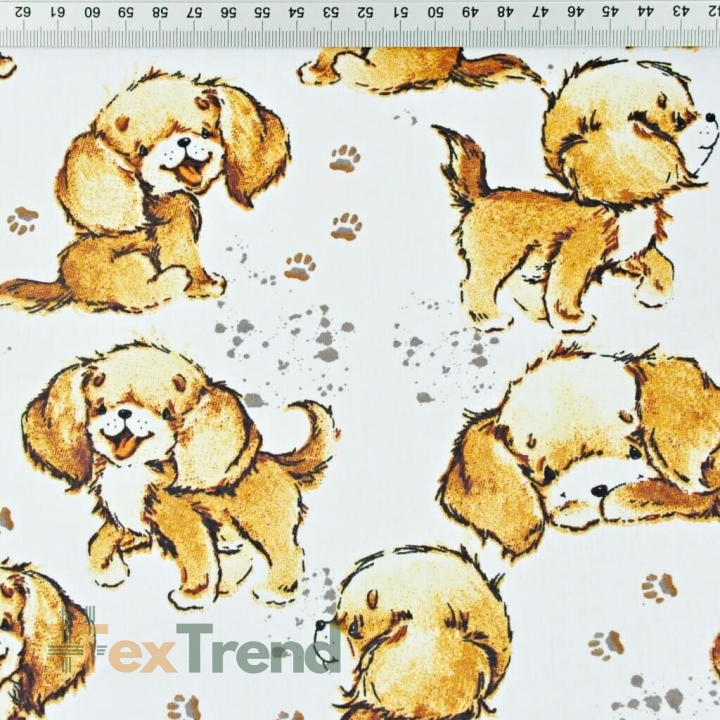 Baumwolle 100% beige Hunde auf weißem Hintergrund  