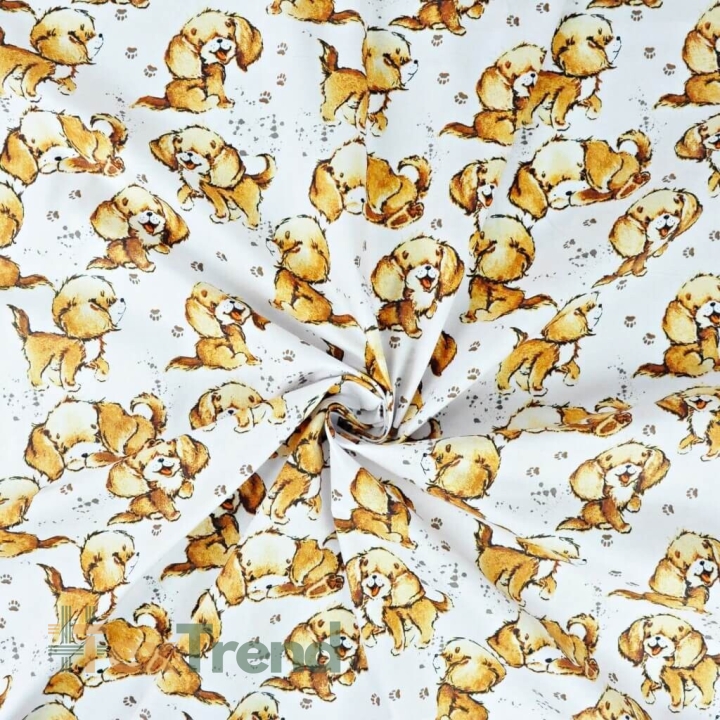 Baumwolle 100% beige Hunde auf weißem Hintergrund  