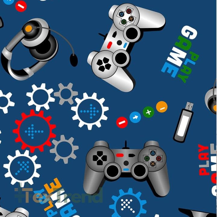 Baumwolle 100% Computerspiele auf blauem Hintergrund  