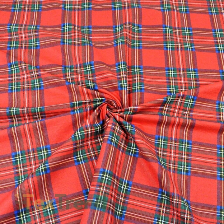 Baumwolle 100% schottisches Weihnachtsmuster rot-blau  