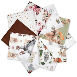 Patchwork-Stoffset 20 Stück 40 x 40 cm - beige/braun/Kinder  