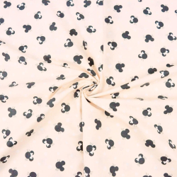 Baumwolle 100% MIKI kleine schwarze auf aprikosenfarbenem Hintergrund