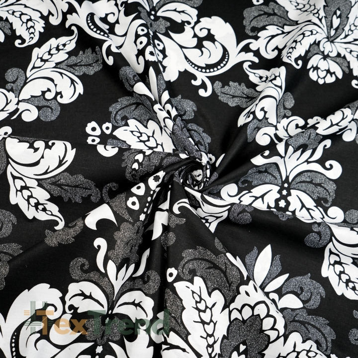 100% Baumwolle schwarz-weißer folkloristischer Muster - 220 cm  