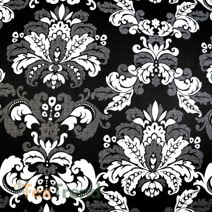 100% Baumwolle schwarz-weißer folkloristischer Muster - 220 cm  