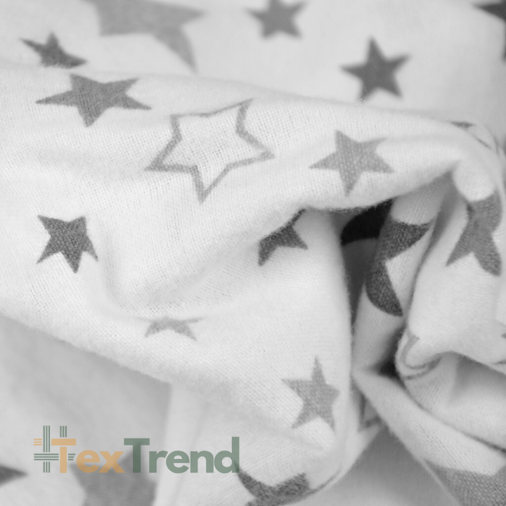 Flanell Sternbild grau auf weiß  