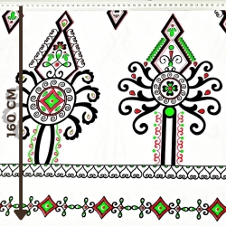 Baumwolle 100% folkloristisches Muster Parzenice auf weißem Hintergrund  