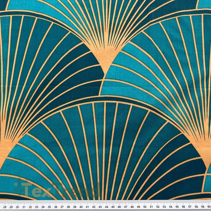 Baumwolle 100% orange-grüne Fächer - 220 cm  