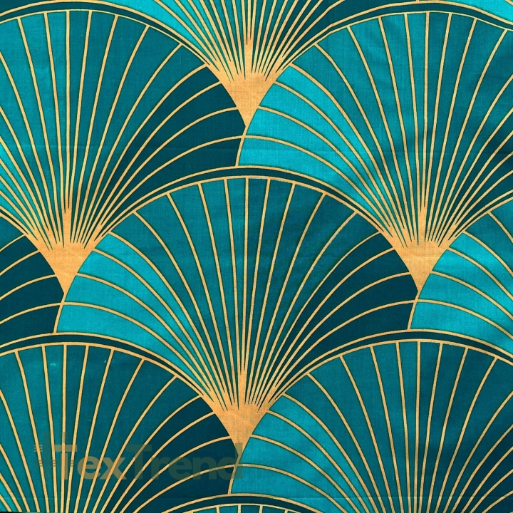 Baumwolle 100% orange-grüne Fächer - 220 cm  