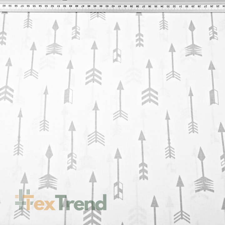 Baumwolle 100% graue Pfeile auf weißem Hintergrund  