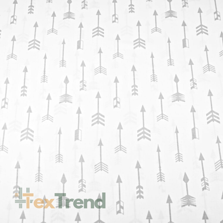 Baumwolle 100% graue Pfeile auf weißem Hintergrund  