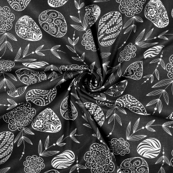 Bawełna 100% wzór wielkanocne pisanki na czarnym tle