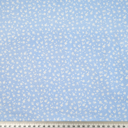 Bawełna 100% łączka MINI z kropeczkami biała na niebieskim tle