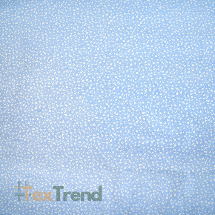 Bawełna 100% łączka MINI z kropeczkami biała na niebieskim tle