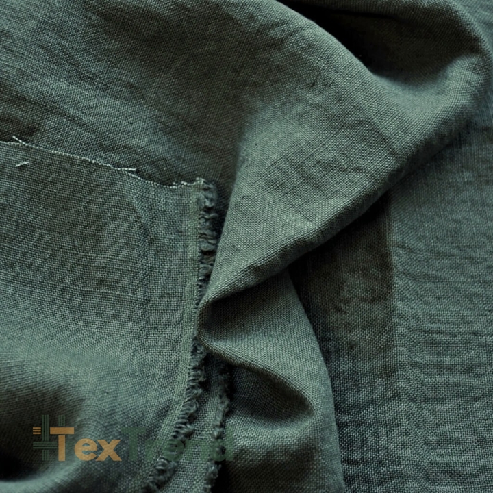 Leinen Vorhang - 350g - 137cm - dunkles olivgrün  