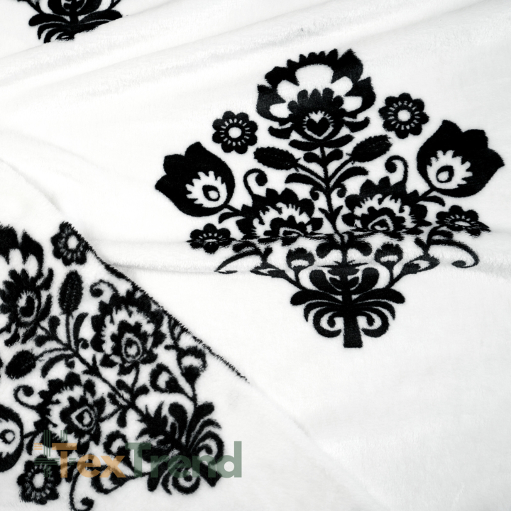 Polar plus wzór łowicki czarny na białym tle