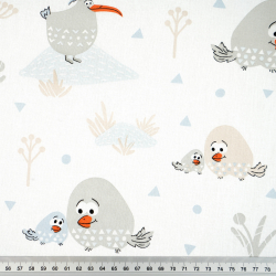 Bawełna 100% ptaszki dodo na białym tle