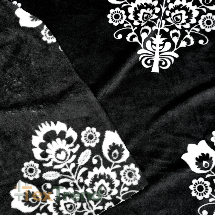 Polar plus wzór łowicki biały na czarnym tle